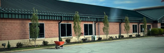 Brick commercial frontage and new planting