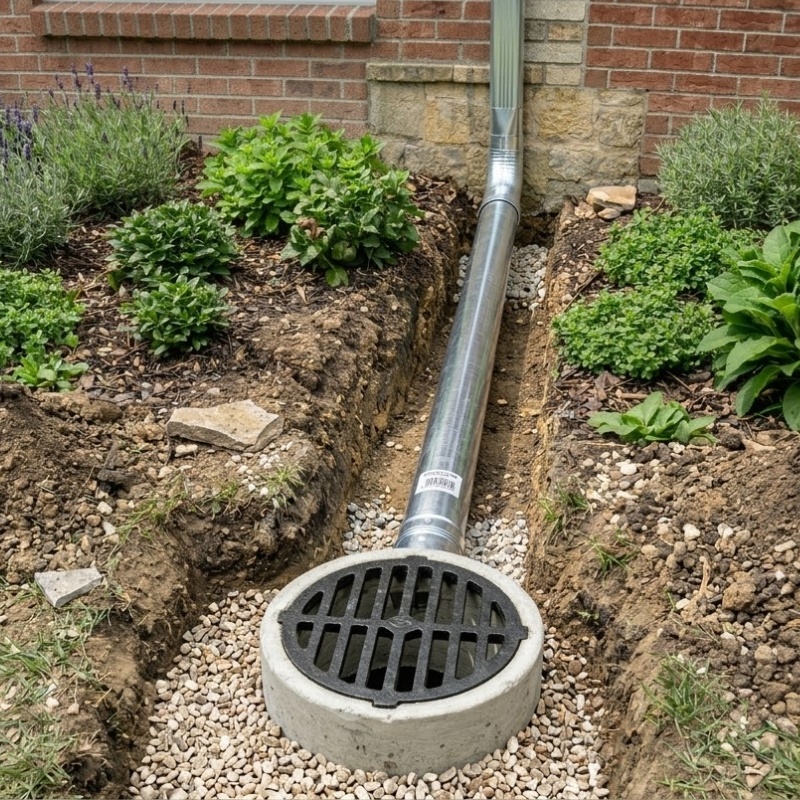 Bee Green Outdoor Living Downspout Extension Underground Drain Basin