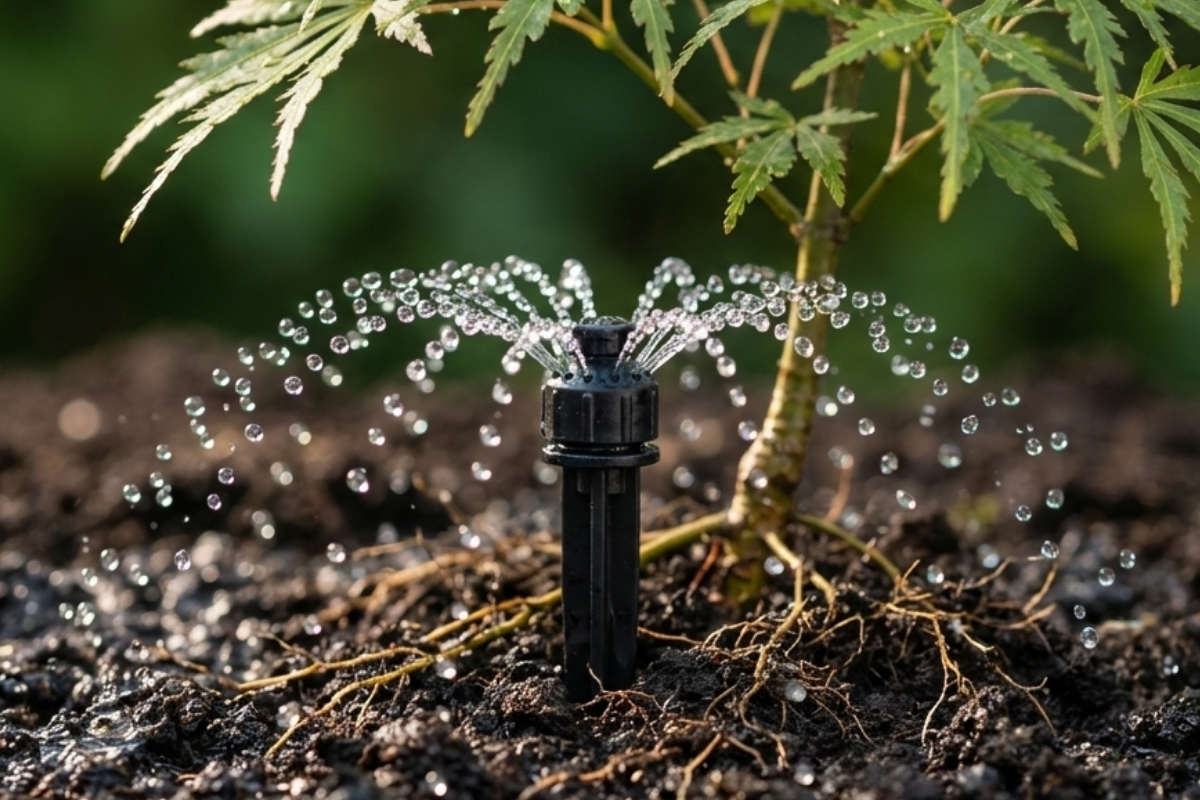 Bee Green Outdoor Living Irrigation and Drainage Micro Sprinkler Head Watering Garden Plants at Residential Property