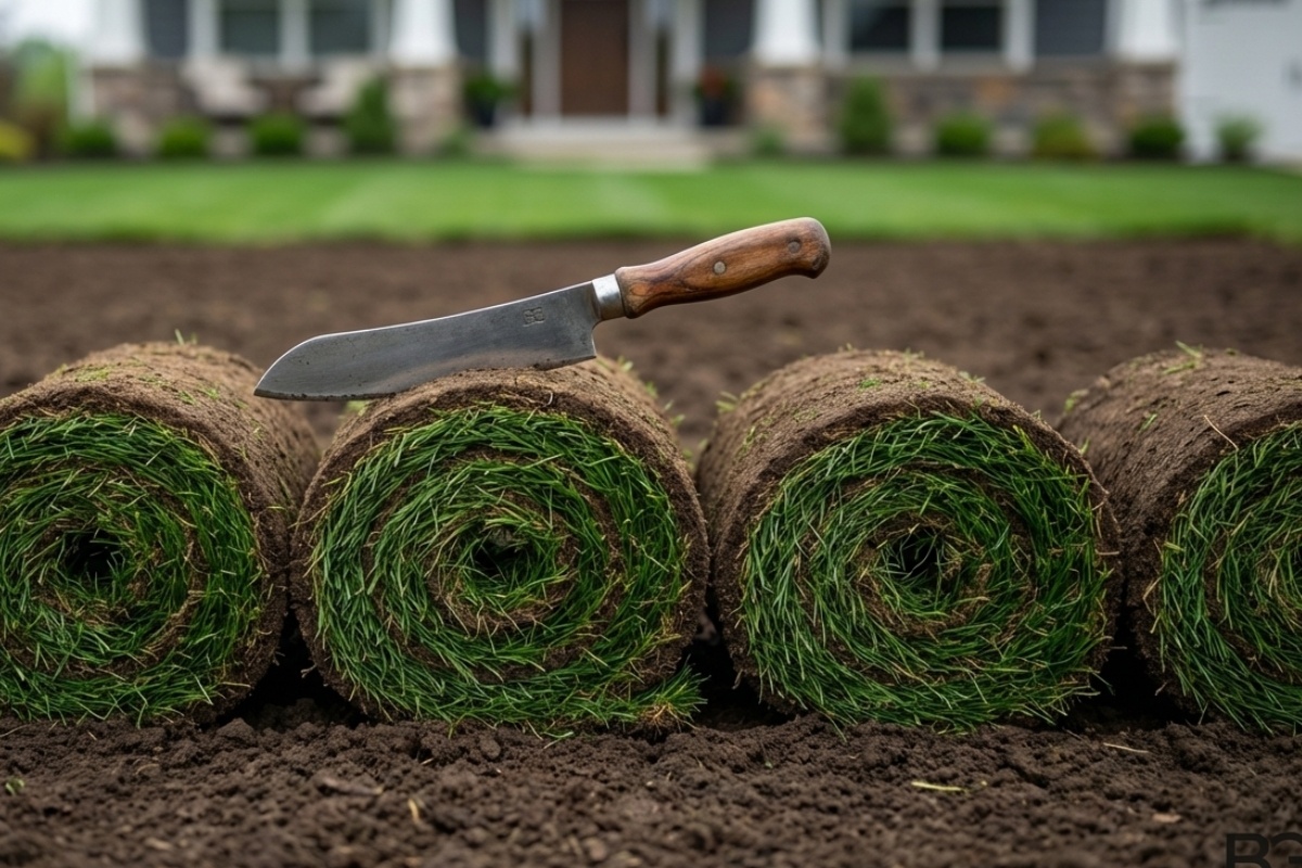 Bee Green Outdoor Living Sod Installation Sod Rolls Cutting Tools