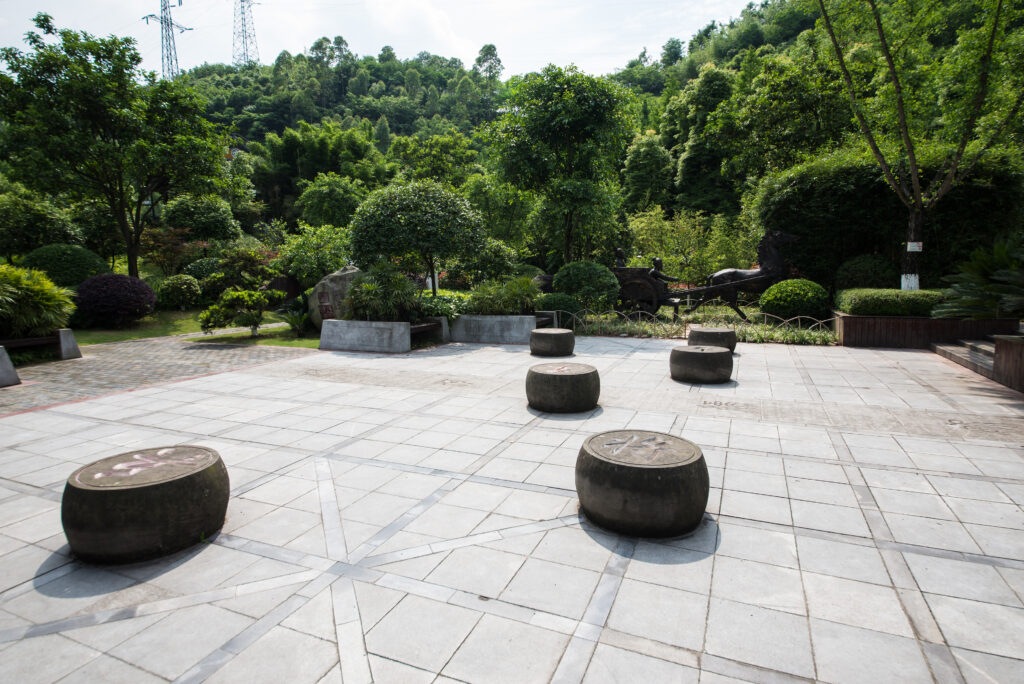 big stone made chinese chess inside park