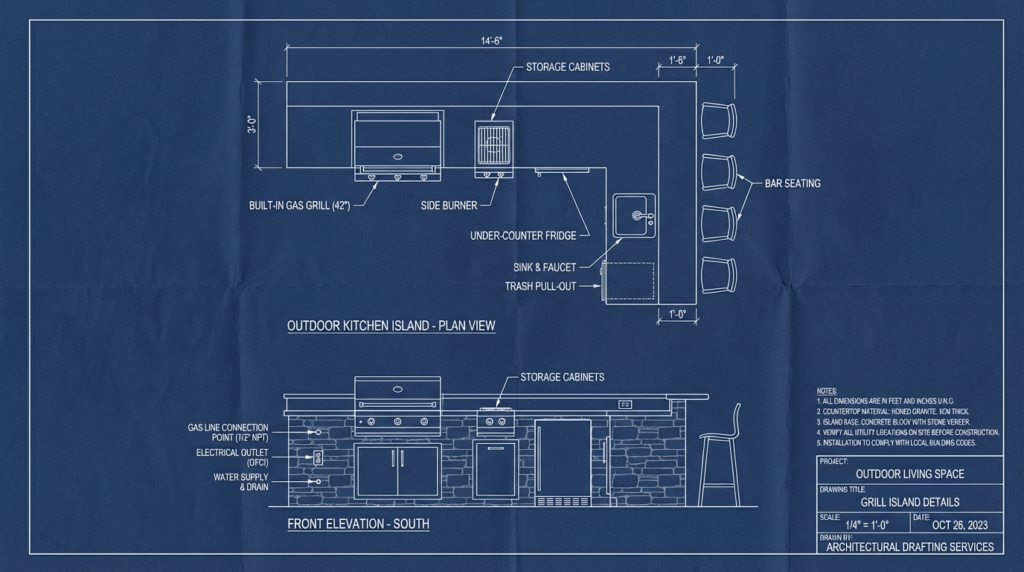 blueprint grill island