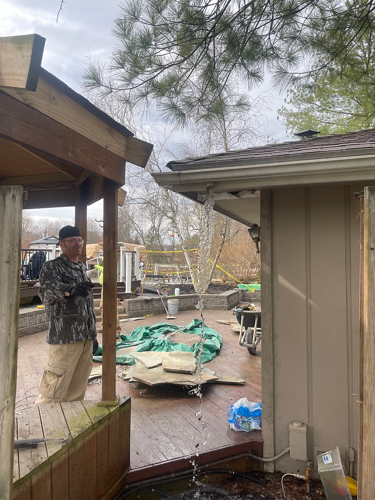 New patio, retaining wall with cap and deck. Also landscaping and hardscapeing combo. Gutter repair. 2 New patio, retaining wall with cap and deck. Also landscaping and hardscapeing combo. Gutter repair.