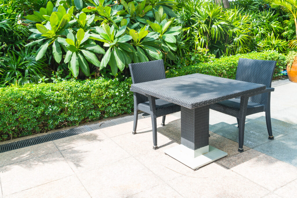 outdoor patio with chair table
