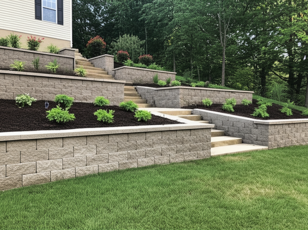 Professional retaining walls project by Bee Green Outdoor Living