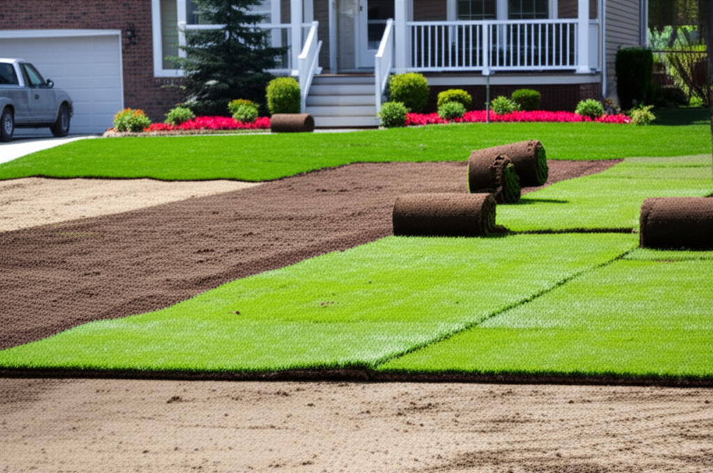 Professional sod installation project by Bee Green Outdoor Living
