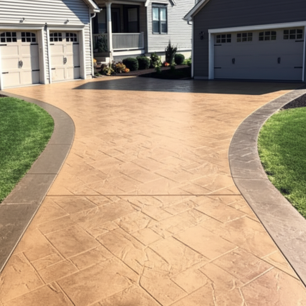 Stamped Driveways - stamped concrete component by Bee Green Outdoor Living, Northeast Ohio