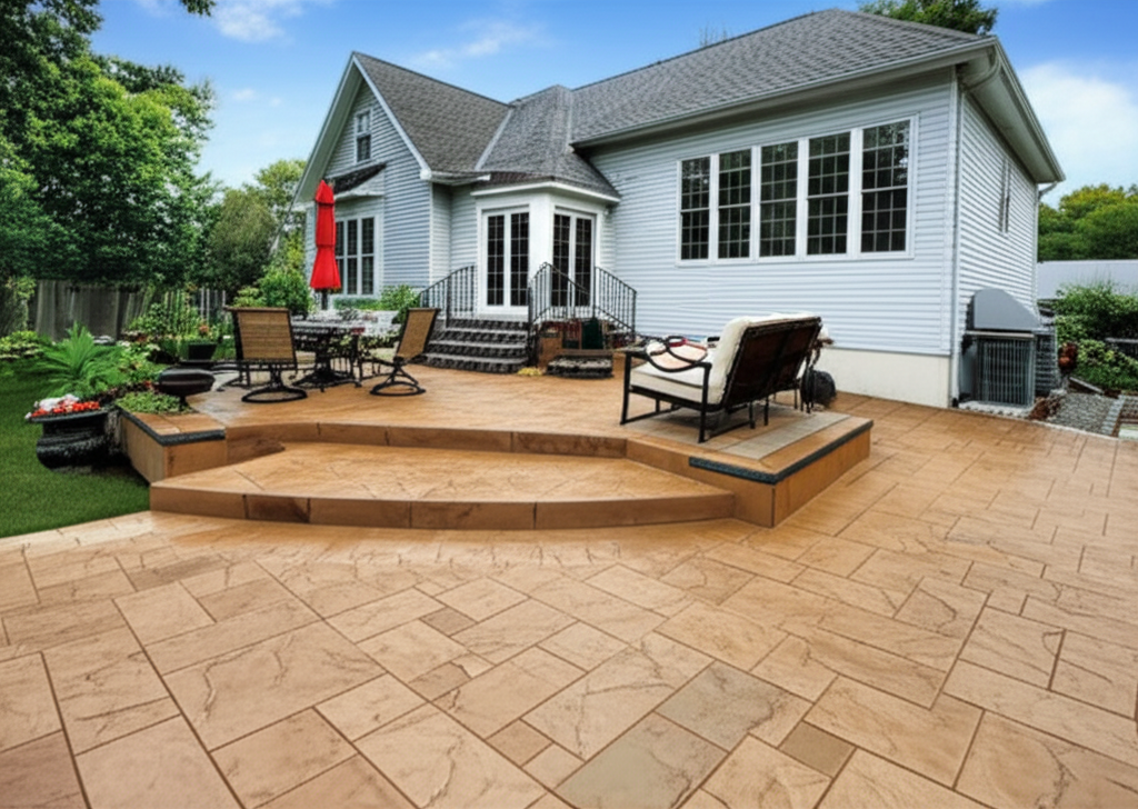 Home 72 Professional stamped concrete project by Bee Green Outdoor Living