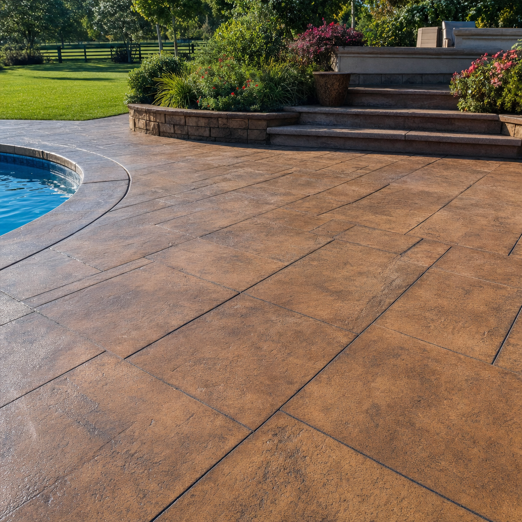 Integral Color used in stamped concrete projects by Bee Green Outdoor Living