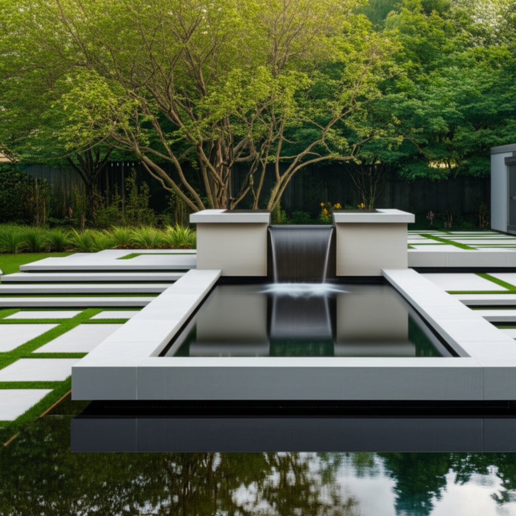 Formal Basin Features - water features component by Bee Green Outdoor Living, Northeast Ohio